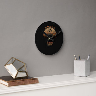 Horloge Ronde Meilleur Papa Grill Master Rétro Coucher de Soleil