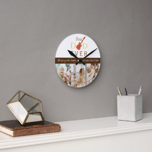 Horloge Ronde Meilleur papa Jamais Famille Photo Collage Fête de