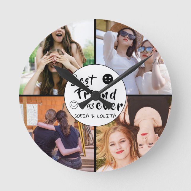 Horloge Ronde Meilleurs Amis Pour Une Photo Personnalisée Horlog (Recto)