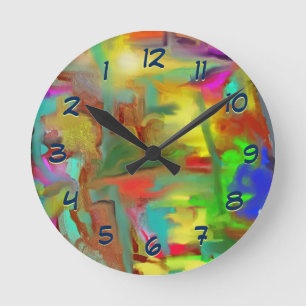 Horloge Ronde Mélange des couleurs Vivid Abstrait à l'envers H