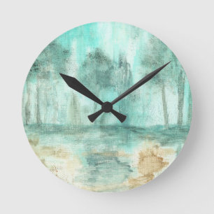 Horloge Ronde Mémoire, peinture d'arbres de paysage d'art