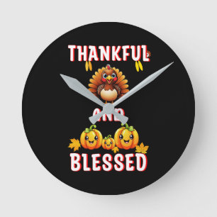 Horloge Ronde Merci béni 23 US Maple Novembre Thanksgiving