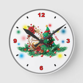 Horloge Ronde Merry Christmas 2025-Clock