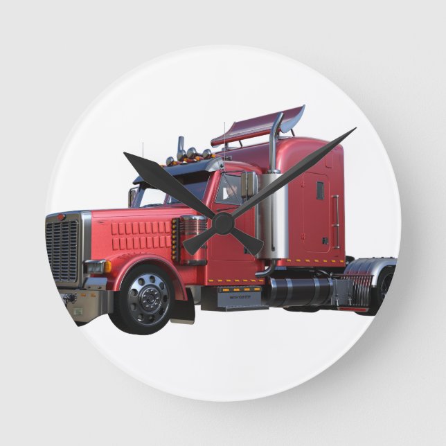Horloge Ronde Metallic Red Semi Tractor Traler Truck (Recto)