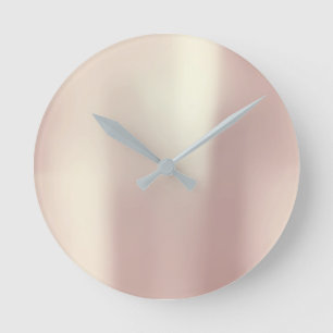 Horloge Ronde Métallurgique en soie brillante rose rose minimal