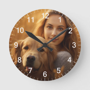 Horloge Ronde Mete golden retriever Meilleure maman chien jamais