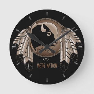 Horloge Ronde Metis Clock Première Nation Spirit Buffalo Wall Cl