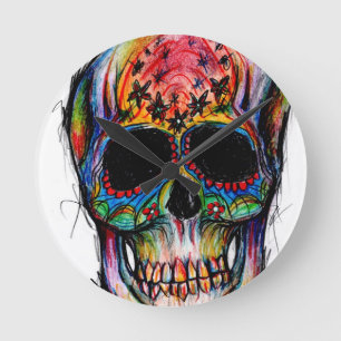 Horloge Ronde Mexican Skull