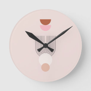 Horloge Ronde Mi-Siècle Moderne 07 Rouge rose Vintage Boho Arch