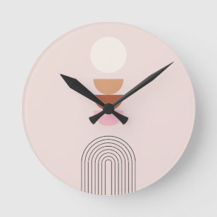 Horloge Ronde Mi-Siècle Moderne 08 Arch Blush Rose