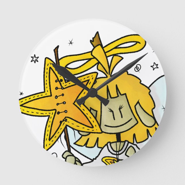 Horloge Ronde Micol - l'ange joyeux des étoiles (Recto)