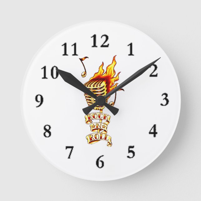 Horloge Ronde Microphone sur le feu (Recto)