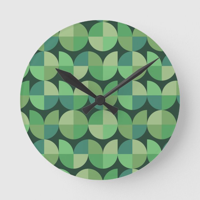 Horloge Ronde Mid Century Geometric Green Teal Pattern  (Recto)