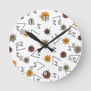 Horloge Ronde Midcentury Modern Sputnik Planètes (Automne)