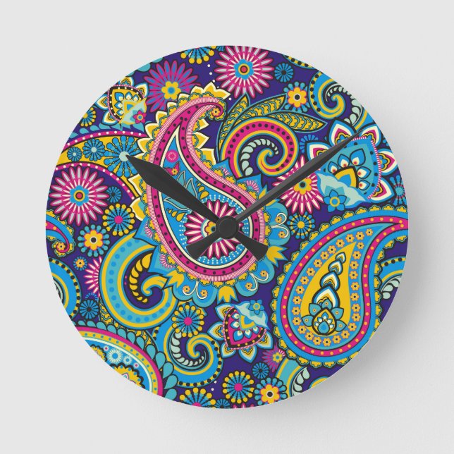 Horloge Ronde Midnight Paisley (Recto)