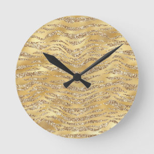 Horloge Ronde Mignon motif imprimé peau de tigre doré pour amour