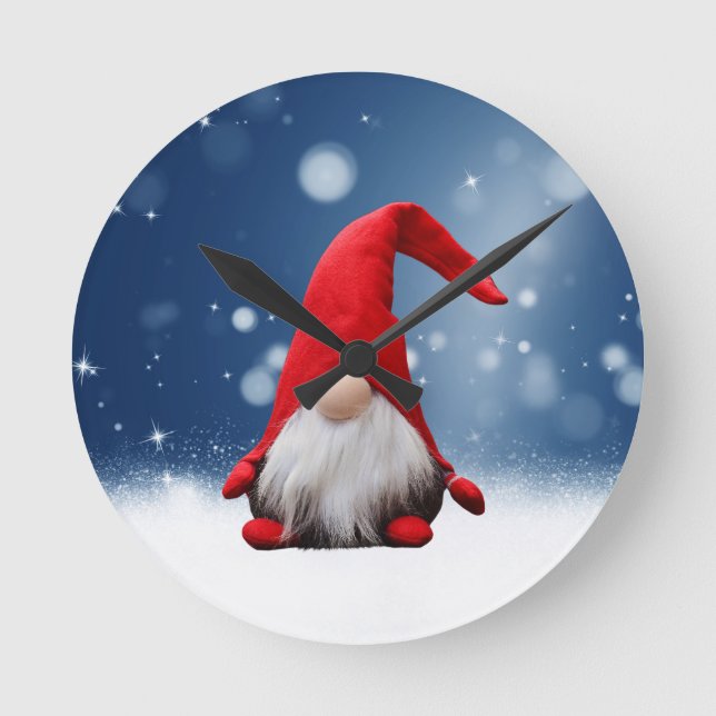 Horloge Ronde Mignonnes Etoiles de neige Père Noël Noël (Recto)