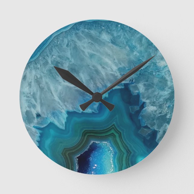 Horloge Ronde Minerai en pierre de Druze de Geode d'agate (Recto)