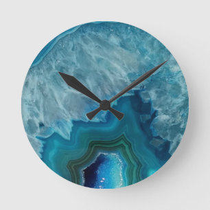 Horloge Ronde Minerai en pierre de Druze de Geode d'agate