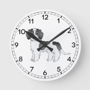 Horloge Ronde Mini Goldendoodle Mini Pocolore Noir Cartoon Chien