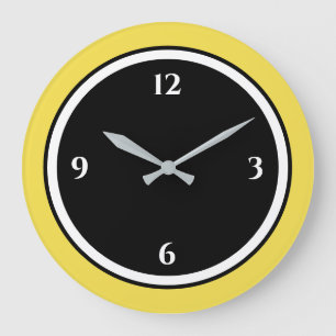 Horloge Ronde Mini minimaliste noir et blanc jaune Grande horlog