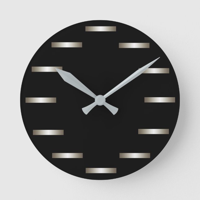 Horloge Ronde Minimalisme noir argent élégant Cricket urbainDian (Recto)