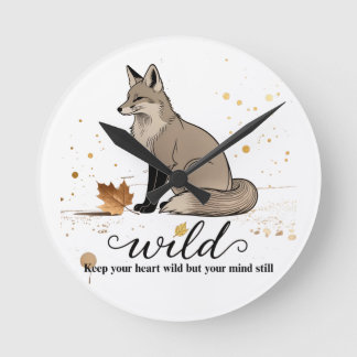 Horloge Ronde Minimalist Line Art Fox