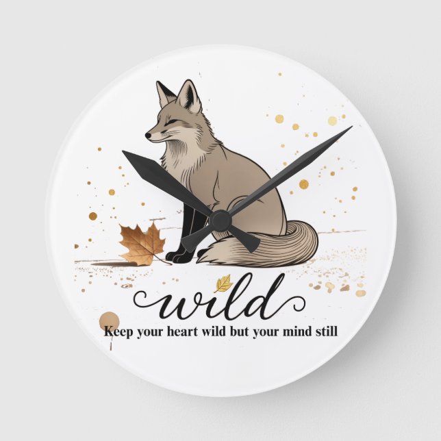Horloge Ronde Minimalist Line Art Fox (Recto)