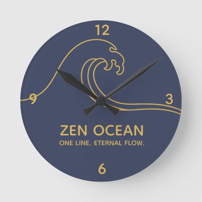 Horloge Ronde Minimalist Zen Wave - Abstract Ocean Line (Recto)