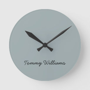 Horloge Ronde Minimaliste Dusty Blue Professionnel Simple
