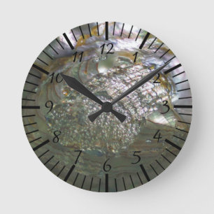Horloge Ronde Miroiter le coquillage d'ormeau, belle nature