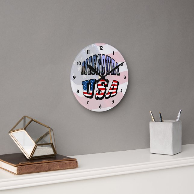 Horloge Ronde Missouri Picture and USA Text Clock (Bureau)