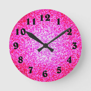Horloge Ronde Mode rose lumineuse de parties scintillantes