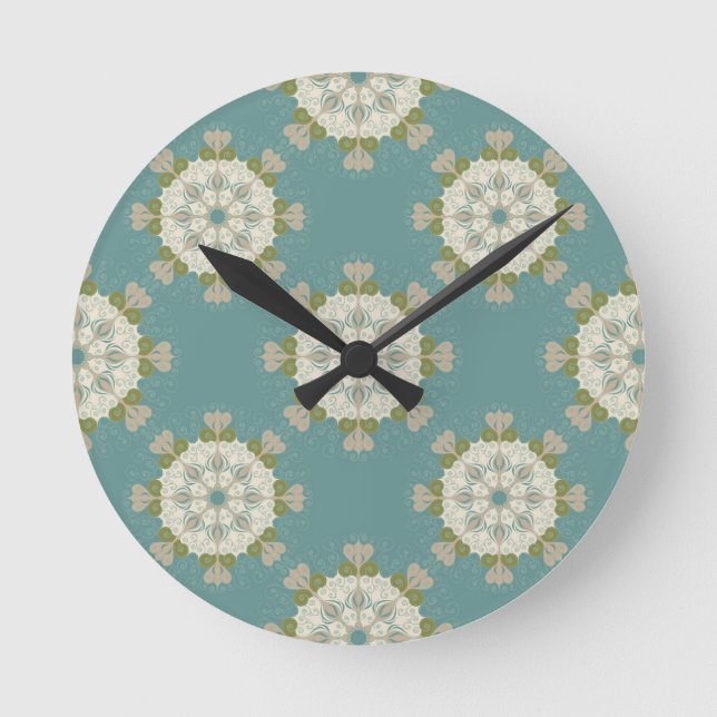 Horloge Ronde Modèle Damas avec éléments abstraits (Recto)