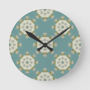 Horloge Ronde Modèle Damas avec éléments abstraits