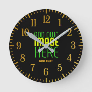 HORLOGE RONDE MODÈLE DE TEXTE D'IMAGE NOIRE SIMPLE ET MODERNE