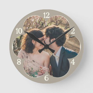 Horloge Ronde Modèle Fleur Facile Modèle photo Personnalisé Taup