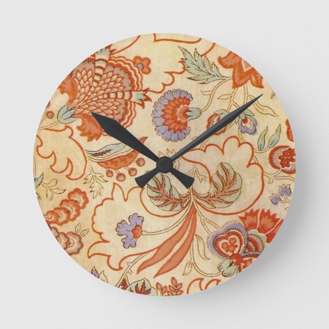 Horloge Ronde Modèle floral antique de Chintz Paisley (Recto)