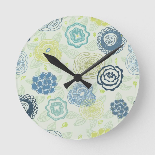 Horloge Ronde Modèle floral élégant avec fleurs mignonnes (Recto)