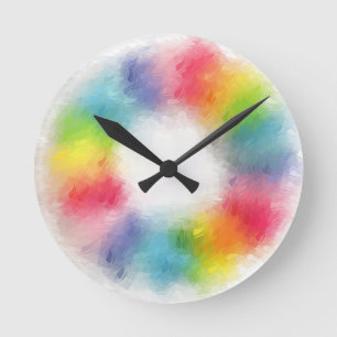 Horloge Ronde Modèle vierge coloré moderne Abstrait Arc-en-ciel