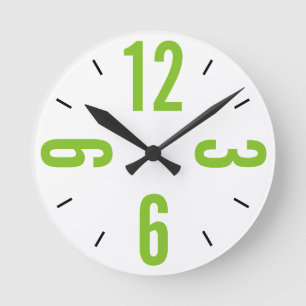 Horloge Ronde Modern lime green and black large numbers
