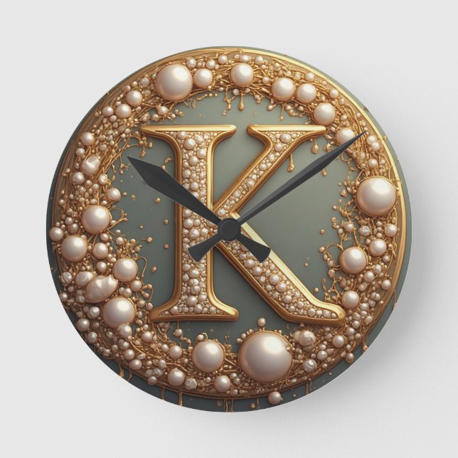 Horloge Ronde Modern Monogram Initial Letter K (Recto)