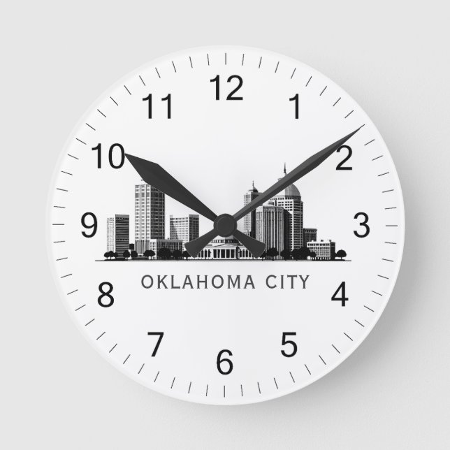 Horloge Ronde Modern Oklahoma City Stylized Skyline (Recto)