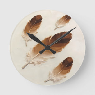 Horloge Ronde Moderne Acrylique Minimaliste 3D Brun Impasto Plum