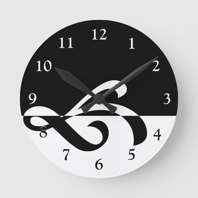 Horloge Ronde Moderne Black and White Flouring (Recto)