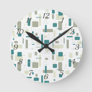 Horloge Ronde Moderne du Moyen-siècle rétro géométrique