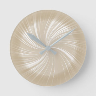 Horloge Ronde Moderne Élégant Lumière Brown Radiant Motif Twirl