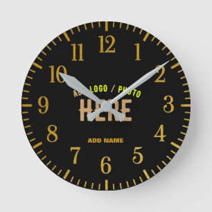 HORLOGE RONDE MODERNE ET MODERNE PERSONNALISABLE NOIR VÉRIFIÉ