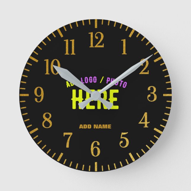 HORLOGE RONDE MODERNE ET MODERNE PERSONNALISABLE NOIR VÉRIFIÉ (Recto)