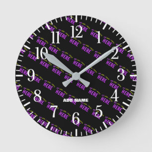 HORLOGE RONDE MODERNE ET MODERNE PERSONNALISABLE NOIR VÉRIFIÉ